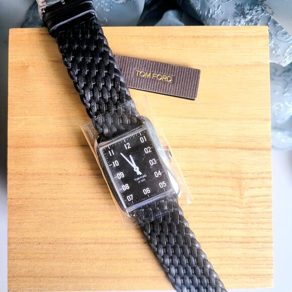 Tom Ford No.001 Watch Black Face Black Braided Leather Strap Stainless Steel New - Picture 7 of 8